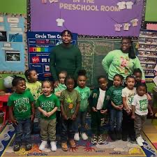 The preschool class with their teachers